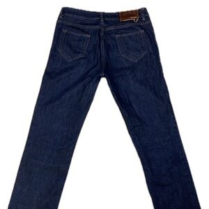 Prada Blue Denim Jeans with Brown Leather Patch